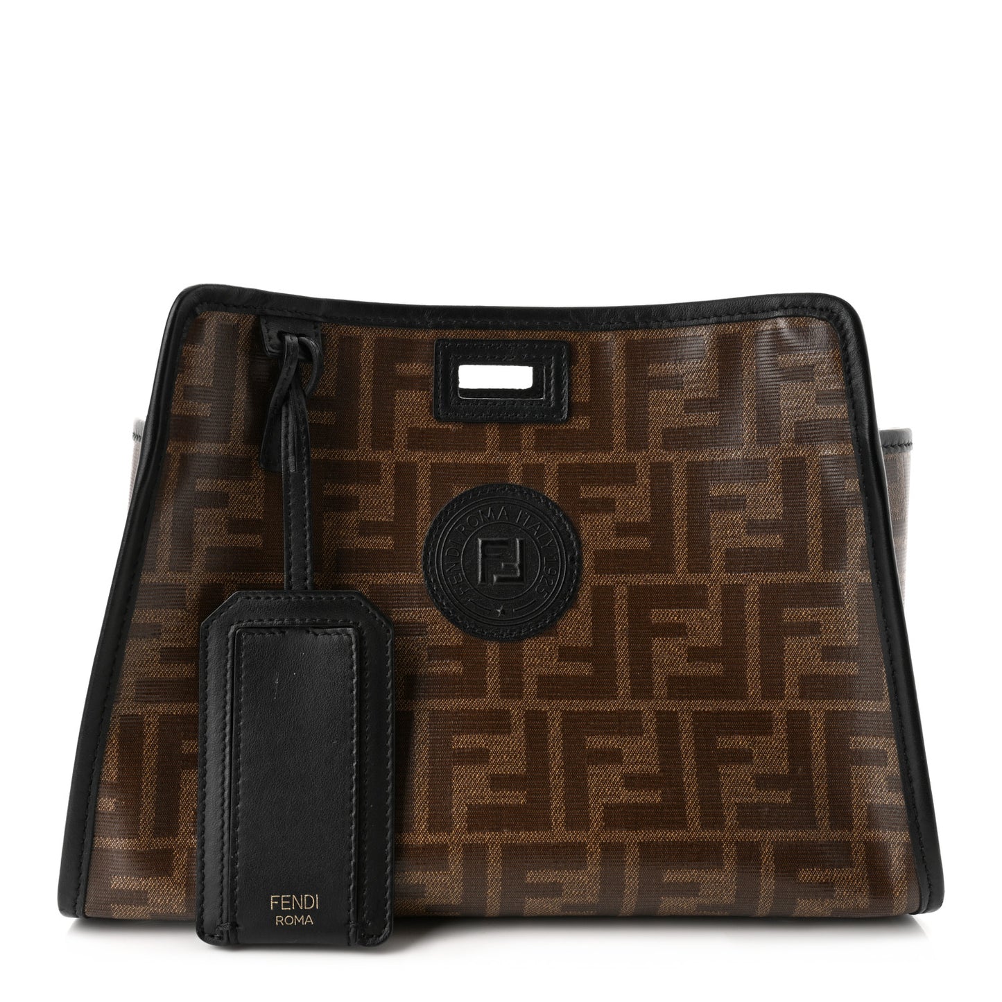 Glazed Fabric Vitello Century FF 1974 Stamp Patch Mini Peekaboo Defender Cover Mogano Panna Black