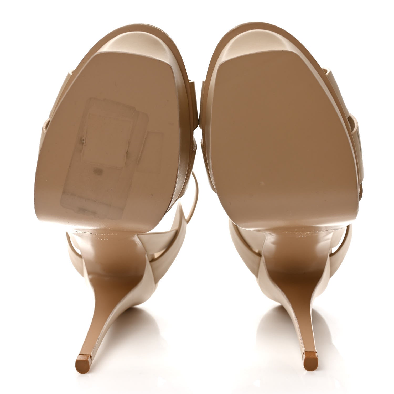 Saint Laurent Calfskin Tribute 105 Platform Sandals 38 38 Nude Powder 5 of 9