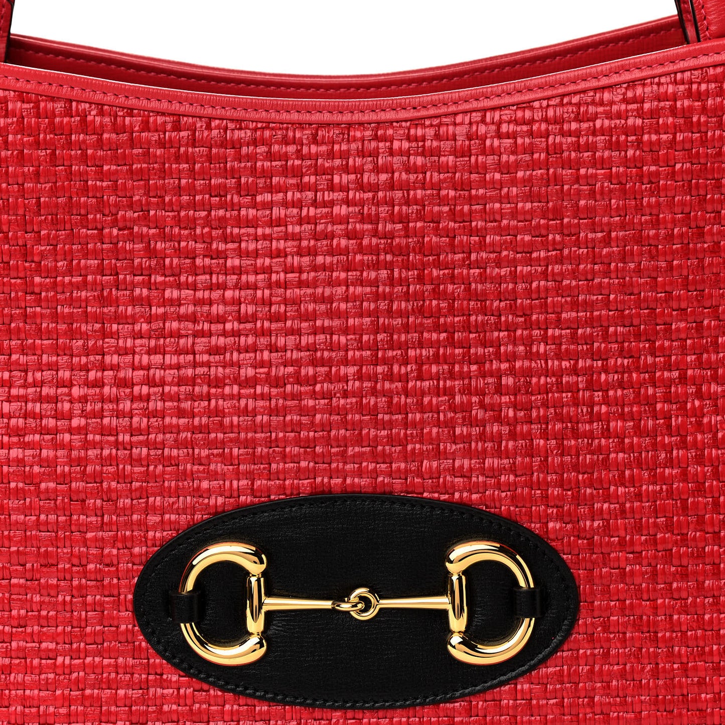 Straw Azalea Calfskin Horsebit 1955 Tote Bag Coral Wave Black