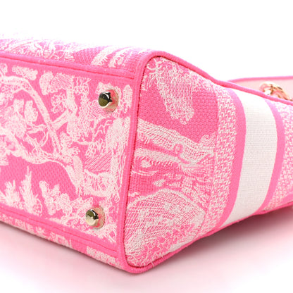 Christian Dior Canvas Toile De Jouy Reverse Embroidered Medium Lady D-Lite Fluorescent Pink 8 of 9