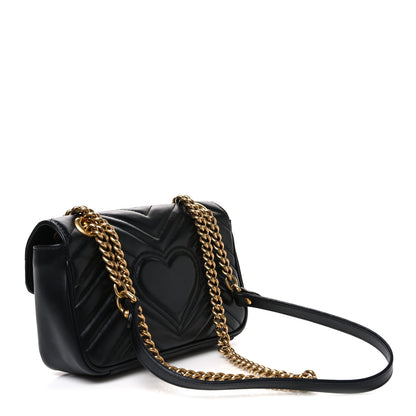 Gucci Calfskin Matelasse Mini GG Marmont Shoulder Bag Black 3 of 10