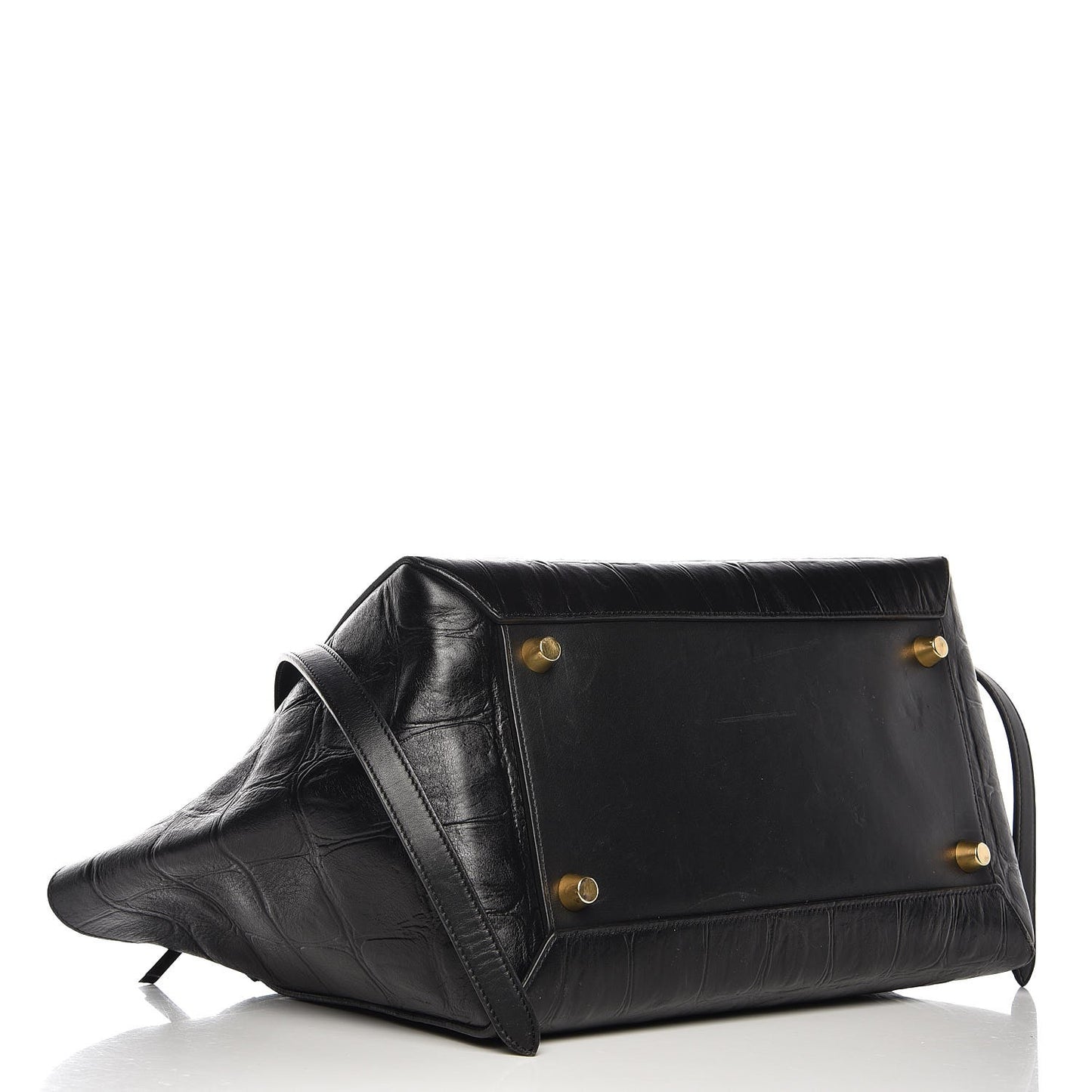 Calfskin Crocodile Embossed Small Belt Bag Black