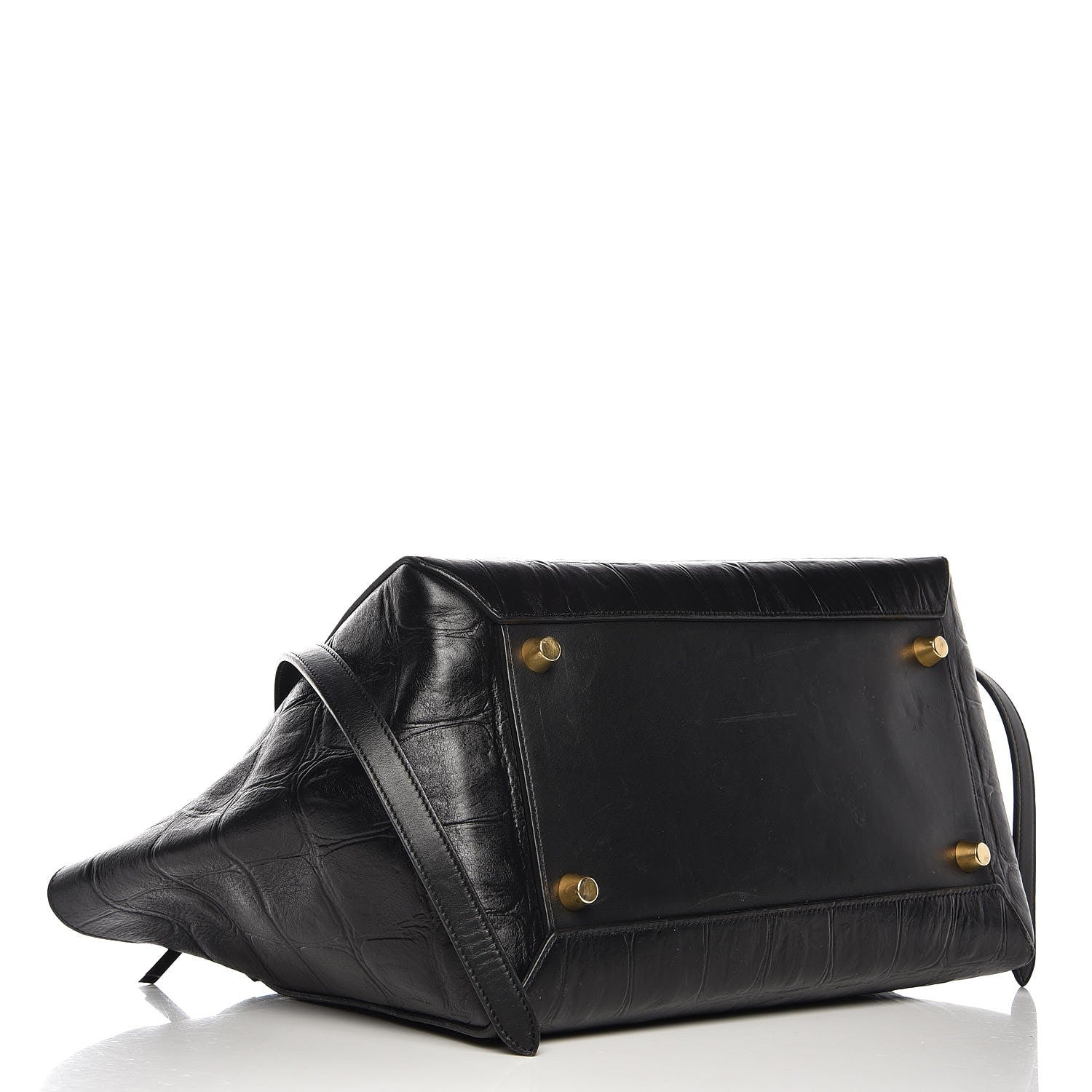 Celine Calfskin Crocodile Embossed Small Belt Bag Black 4 of 7