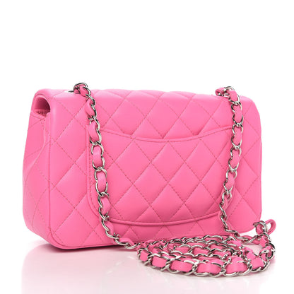 Chanel Lambskin Quilted Mini Rectangular Flap Neon Pink 3 of 11