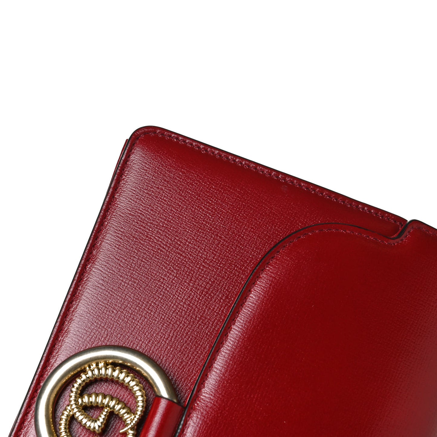 Textured Calfskin Small Torchon GG Ring Shoulder Bag New Cherry Red