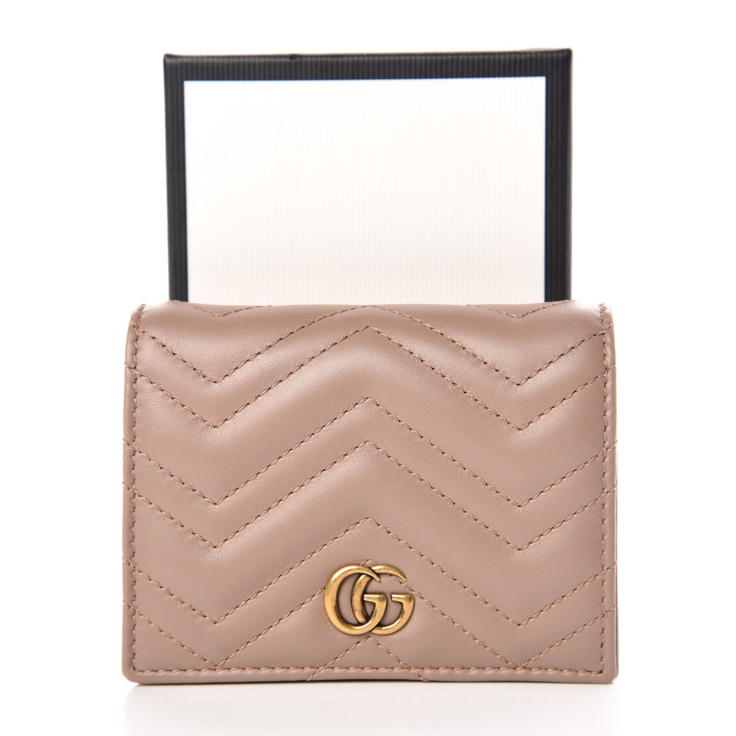Gucci Calfskin Matelasse GG Marmont Card Case Wallet Porcelain Rose 8 of 8