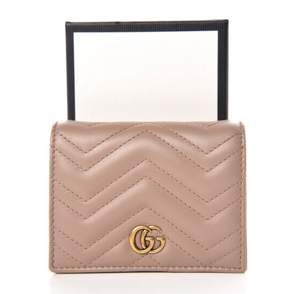 Gucci Calfskin Matelasse GG Marmont Card Case Wallet Porcelain Rose 8 of 8