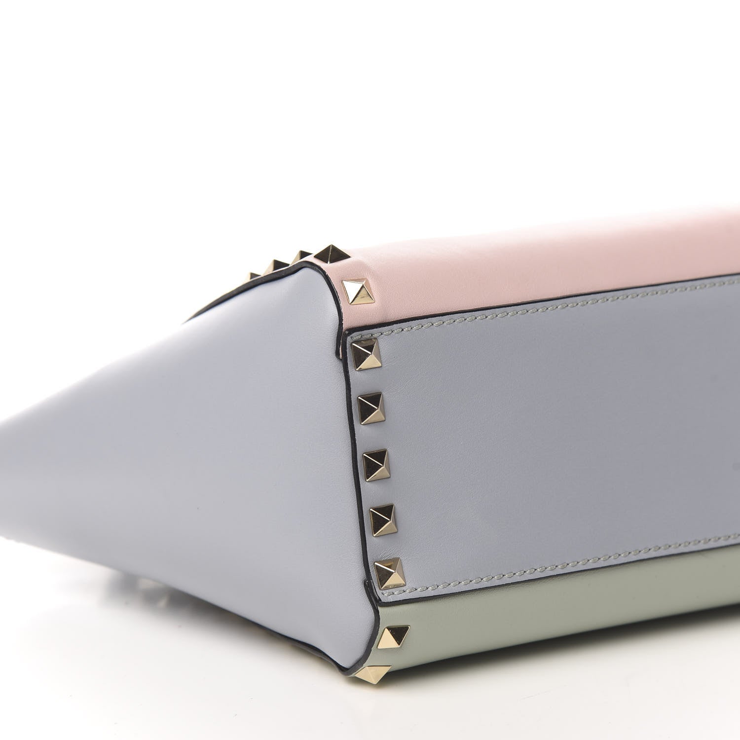 Valentino Garavani Vitello Watercolor Mini Rockstud Double Handle Tote Rose Green Yellow Sky 6 of 8