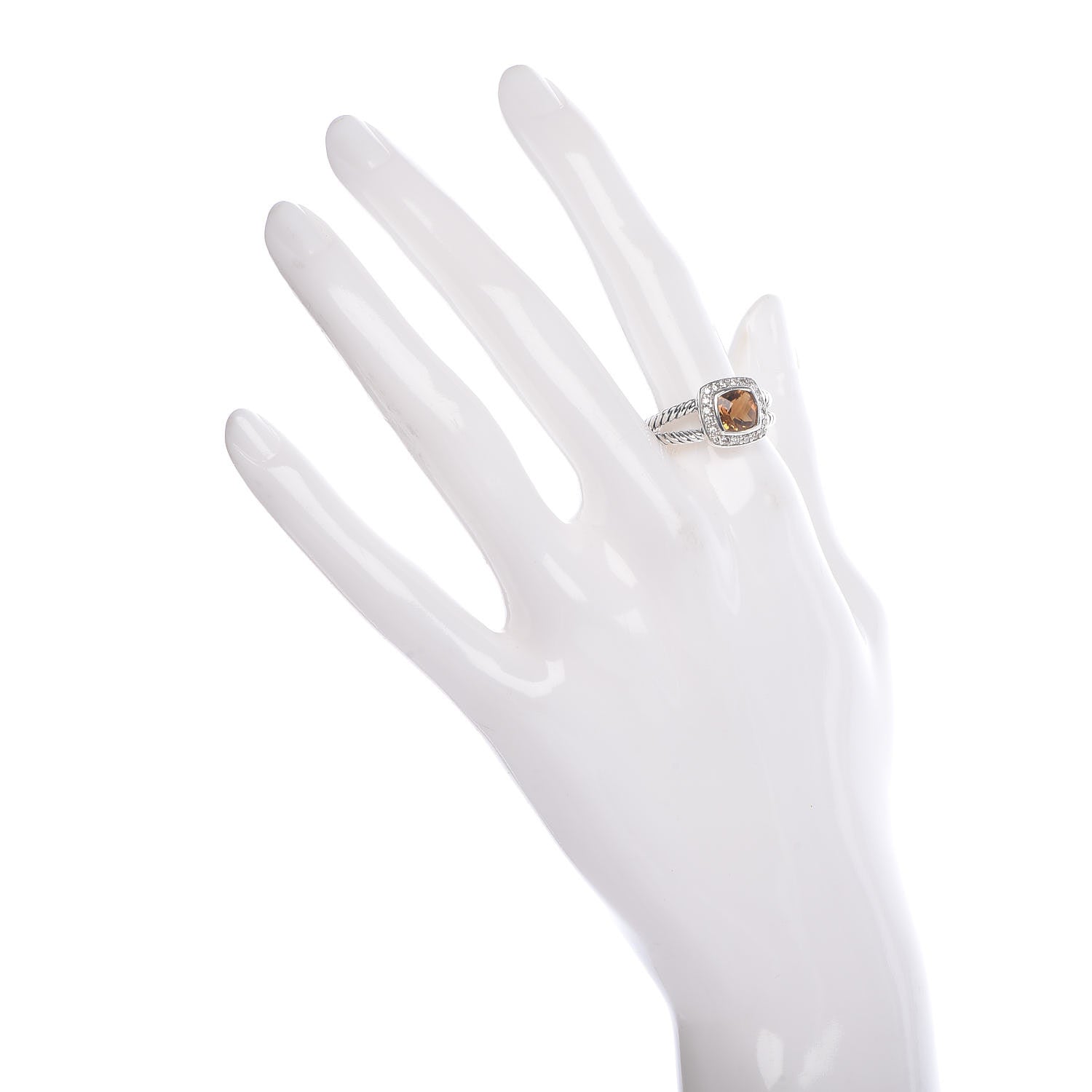 David Yurman Sterling Silver Diamond Citrine 7mm Petite Albion Ring 56 7.75 2 of 5