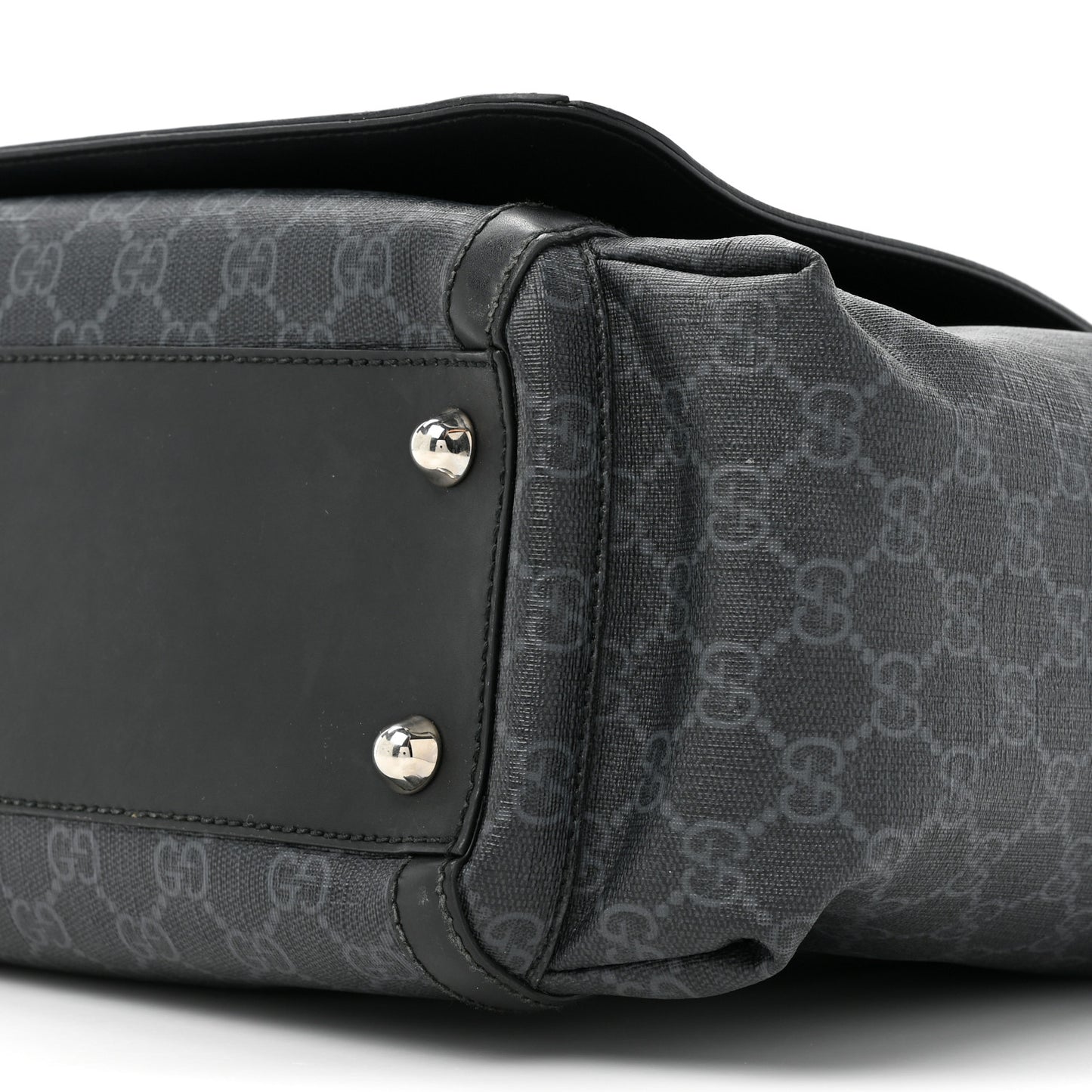 GG Supreme Monogram Web Messenger Diaper Bag Black Grey