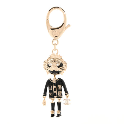 Chanel Crystal Pearl Lion Keychain Black Gold 1 of 3