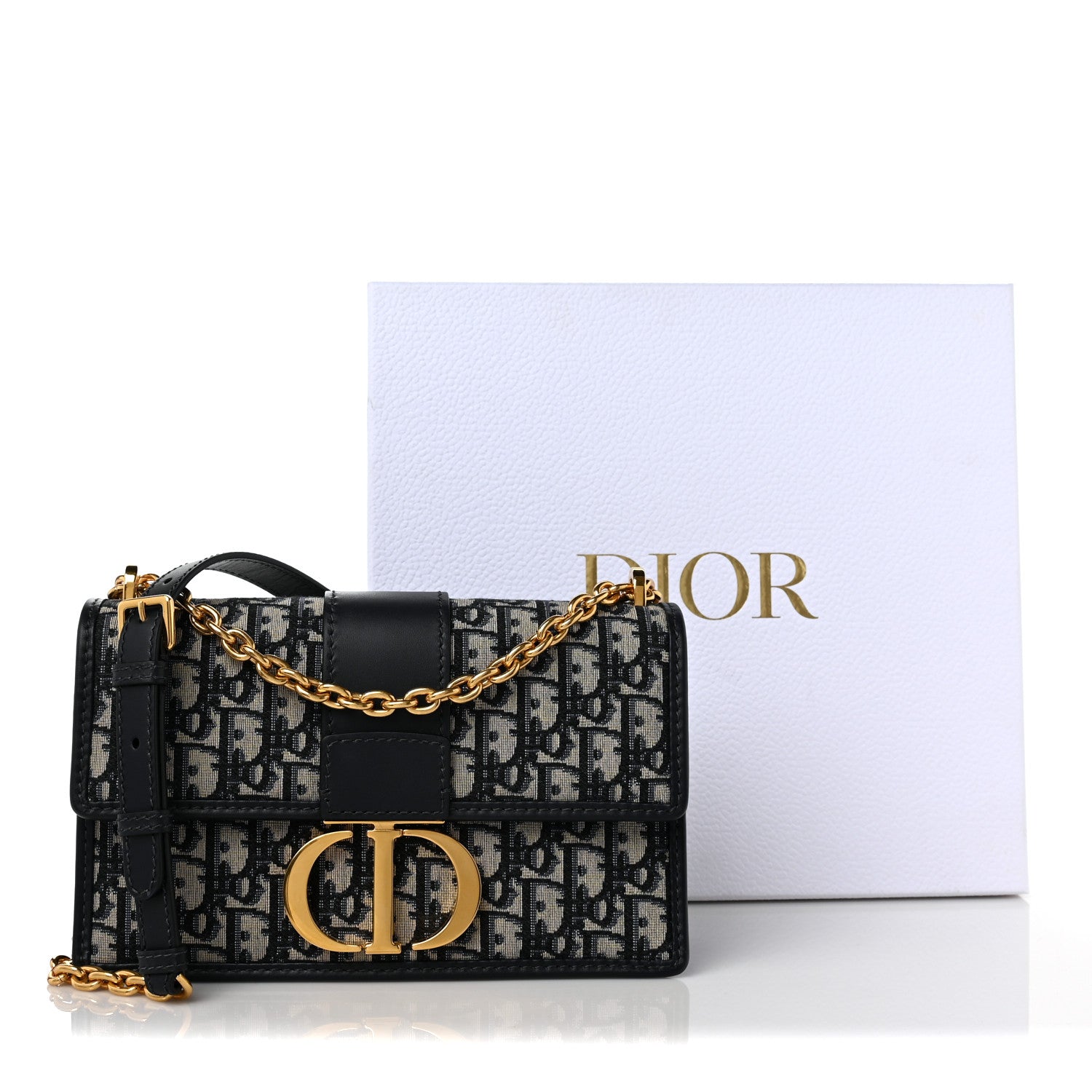 Christian Dior Oblique 30 Montaigne Chain Flap Bag Blue 10 of 10