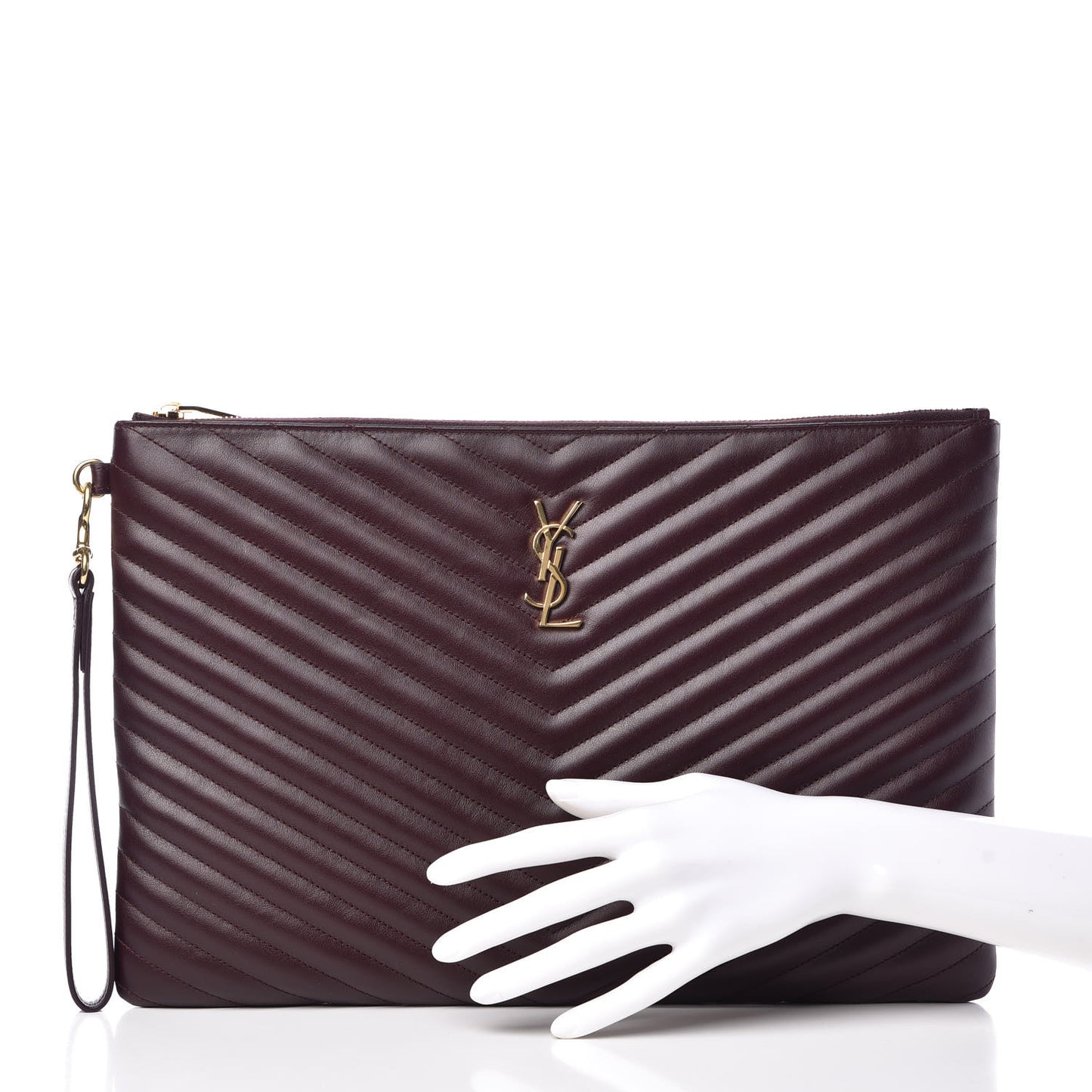 Calfskin Matelasse Chevron Monogram Document Holder Amaranto