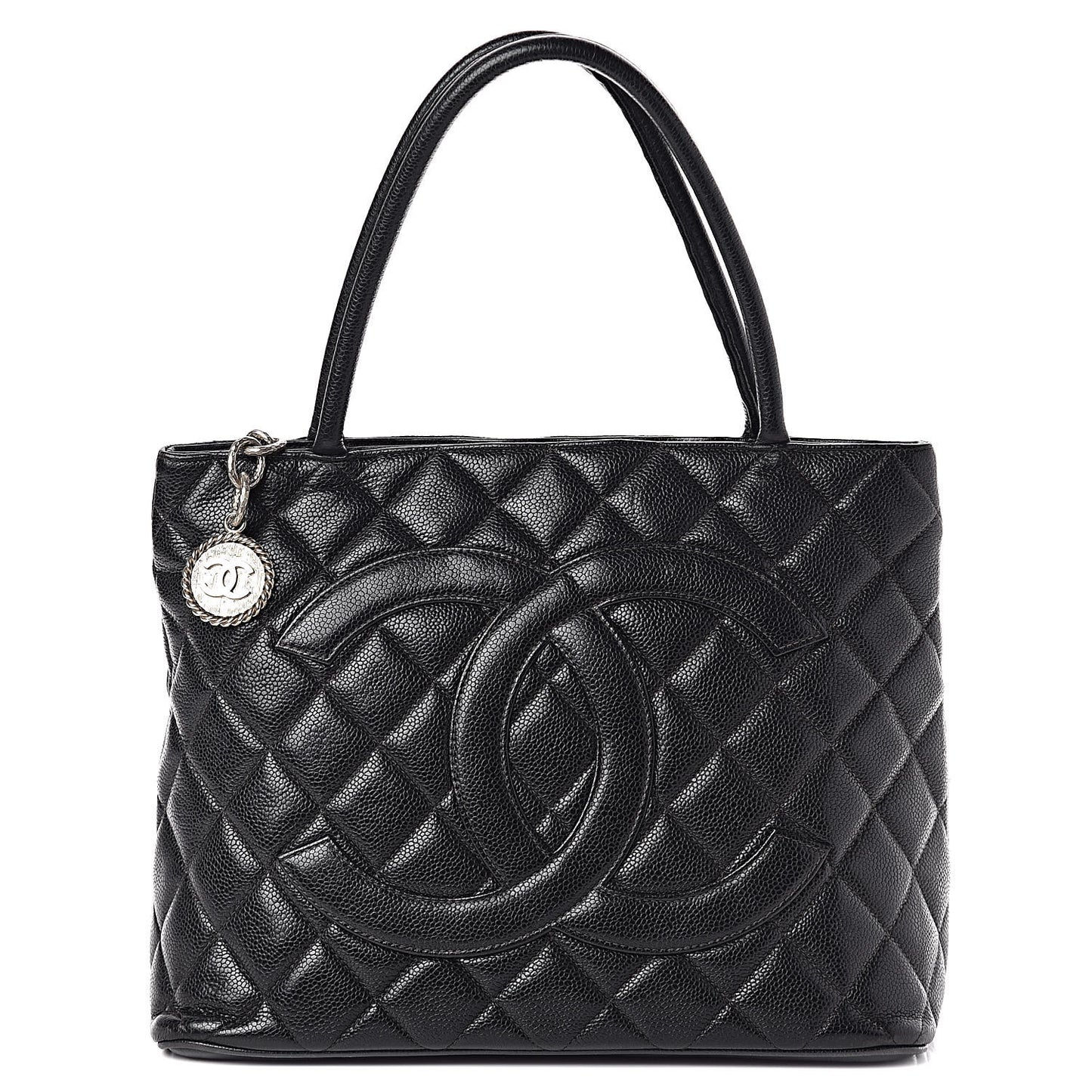 Caviar Quilted Medallion Tote Black