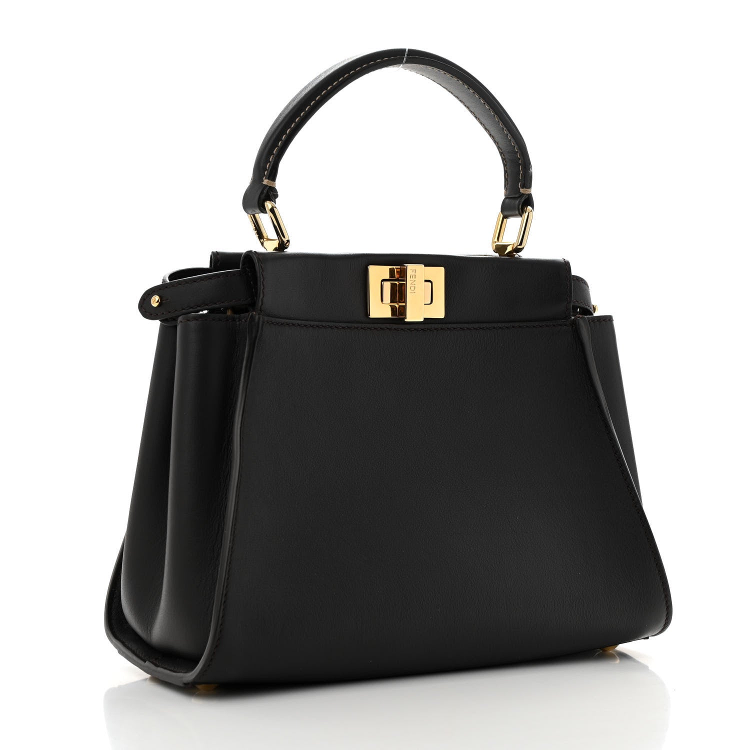 Fendi Vitello Seta Nabuk Pequin Mini Peekaboo Iconic Satchel Ebano Tobacco Moro 3 of 14