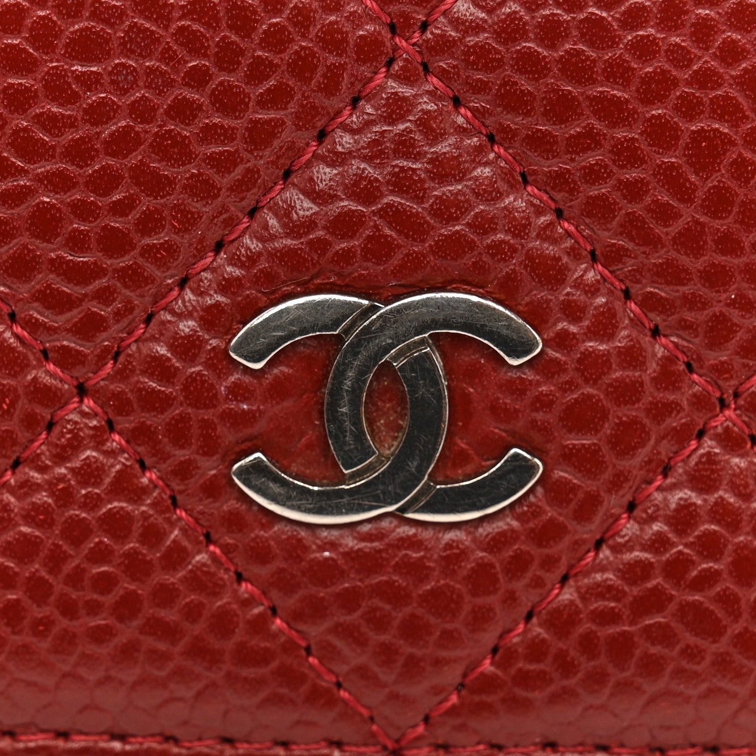 Chanel Caviar Quilted Yen Wallet Red 12 of 12