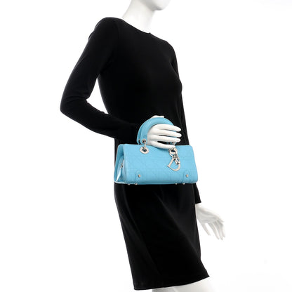 Christian Dior Calfskin Cannage Stitched Small East West Lady Dior Light Blue 2 of 8