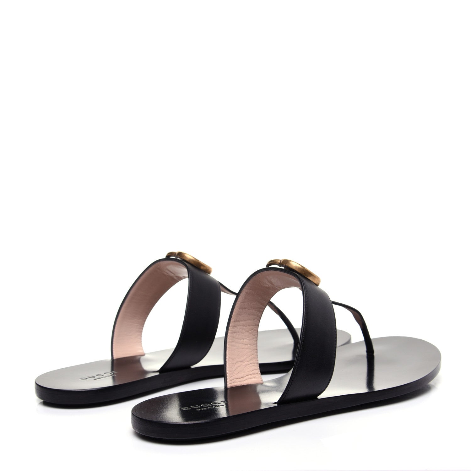 Gucci Calfskin GG Marmont Thong Sandals 40 Black 3 of 12