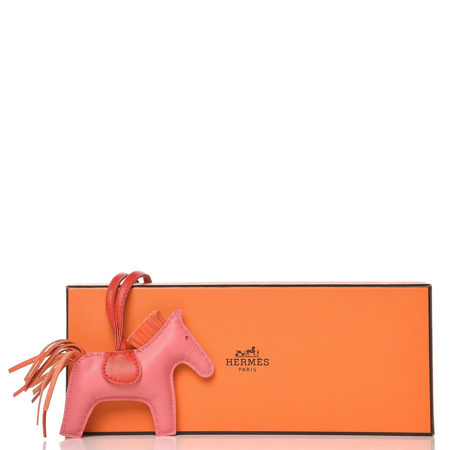 Hermes Milo Lambskin Grigri Rodeo Bag Charm PM Rose Azalee Orange Poppy Rouge Indien 4 of 4
