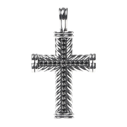 David Yurman Sterling Silver Pave Black Diamond Chevron Cross Pendant 1 of 3