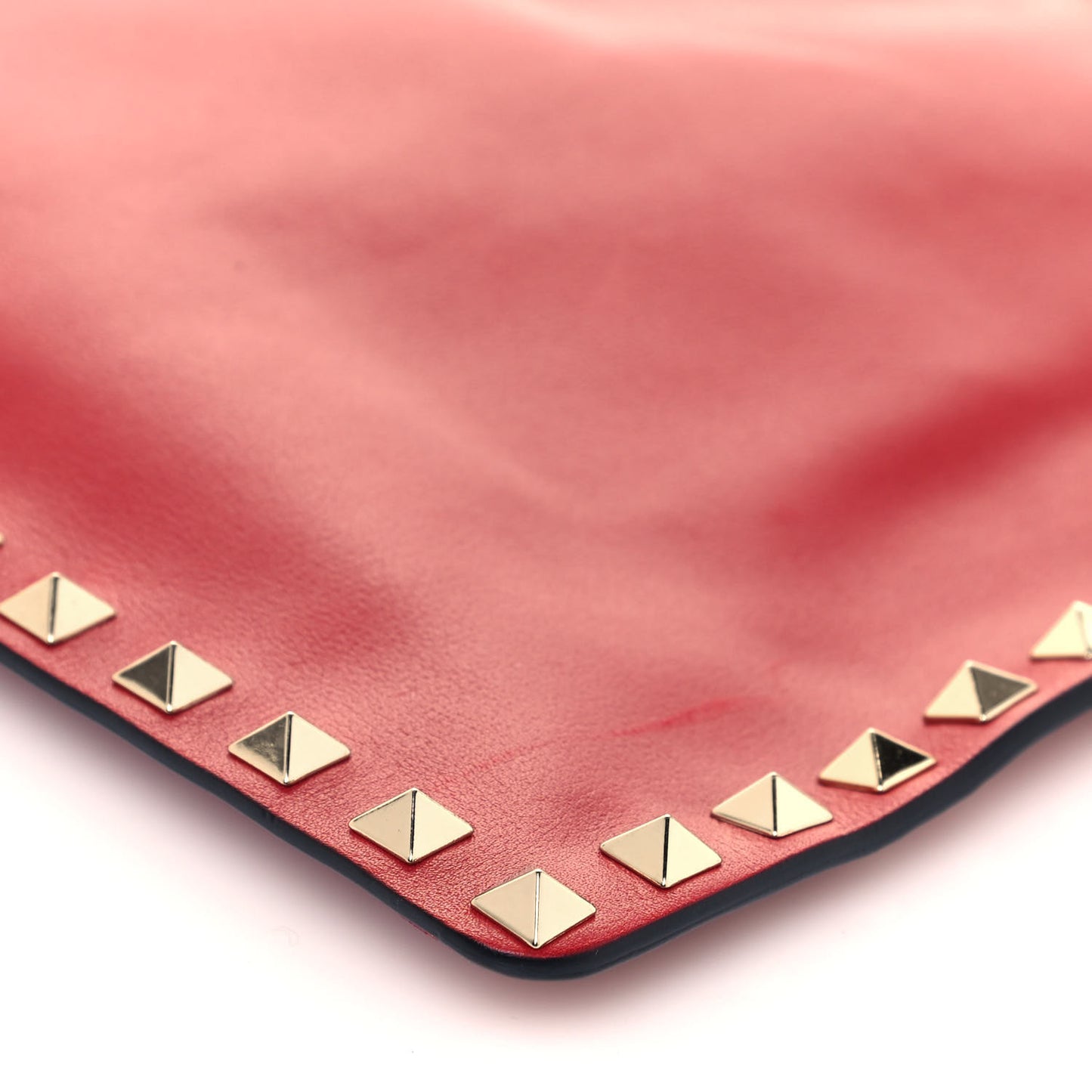 Vitello Large Rockstud Zip Pouch Red