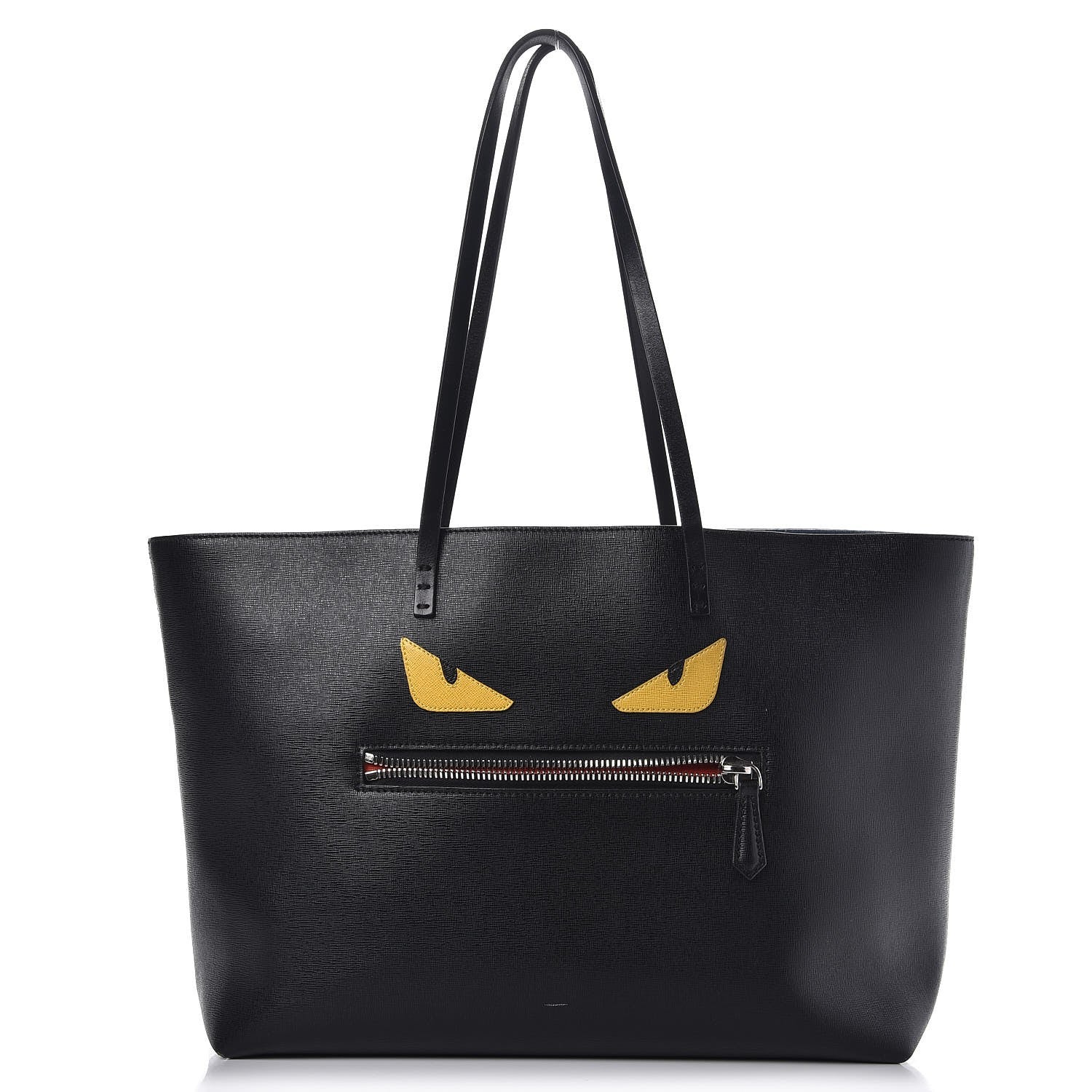 Fendi Vitello Elite Cuoio Monster Buggies Medium Roll Tote Black Multicolor Blue Cobalto 1 of 11