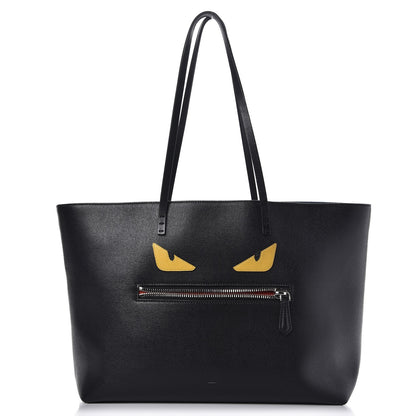 Fendi Vitello Elite Cuoio Monster Buggies Medium Roll Tote Black Multicolor Blue Cobalto 1 of 11