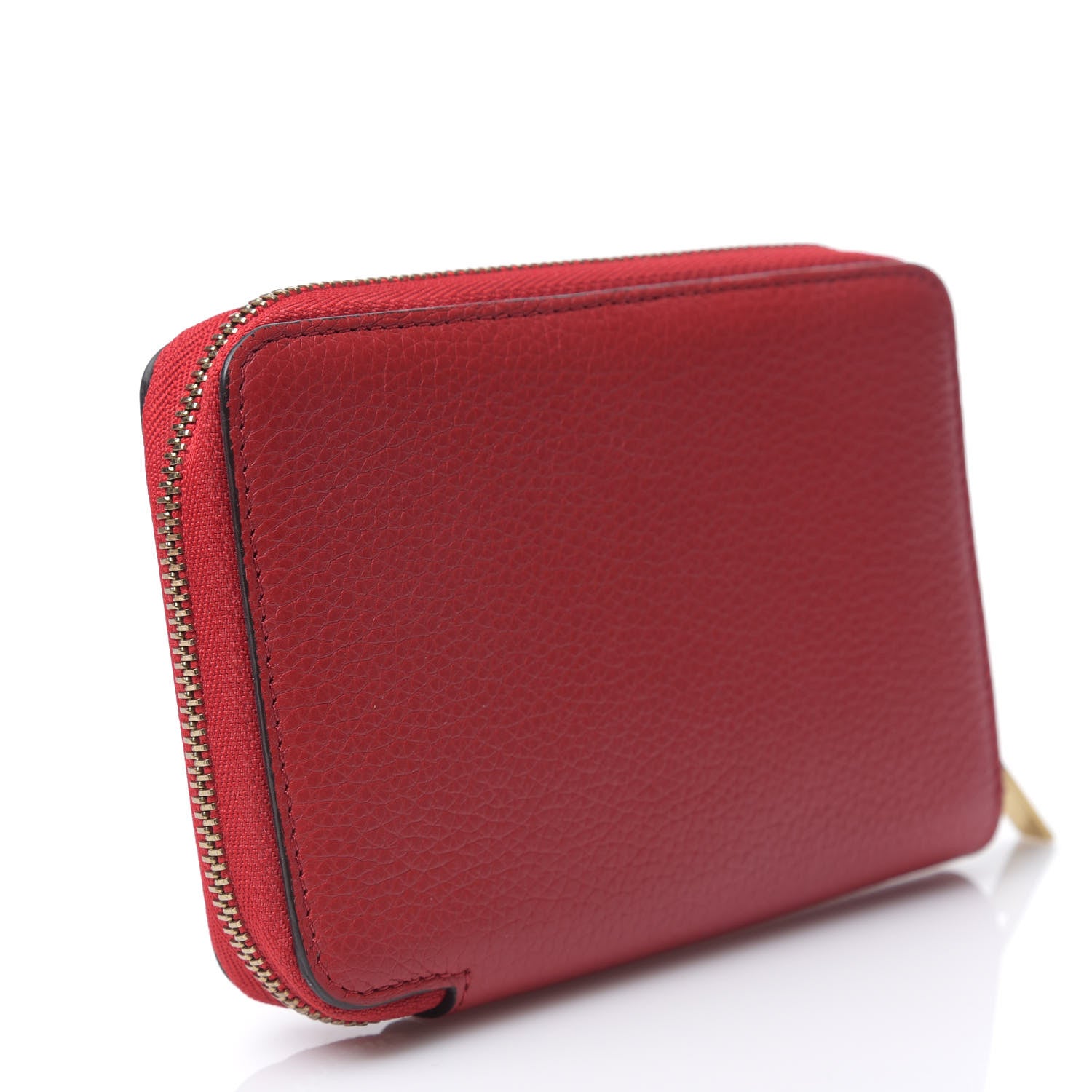 Celine Drummed Calfskin Zip Around Multifunction Wallet Coquelicot 2 of 7