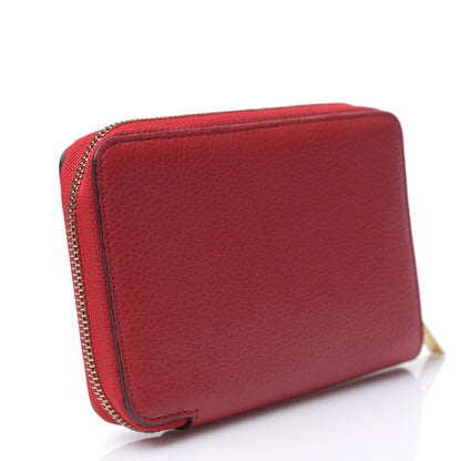 Celine Drummed Calfskin Zip Around Multifunction Wallet Coquelicot 2 of 7