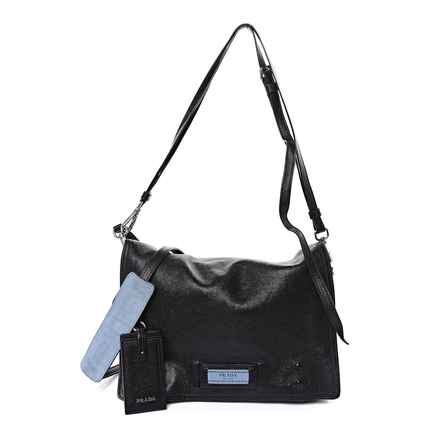 Prada Glace Calf Etiquette Flap Black Astrale 1 of 11