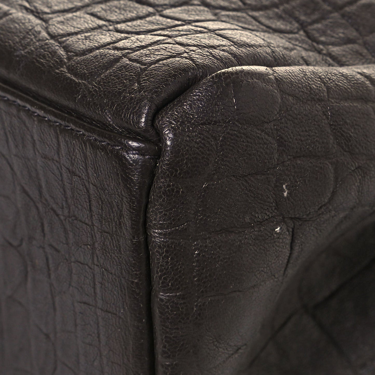 Calfskin Crocodile Embossed Medium West Hollywood Monogram Fold-Over Grey