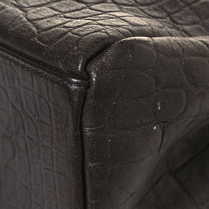 Saint Laurent Calfskin Crocodile Embossed Medium West Hollywood Monogram Fold-Over Grey 11 of 17