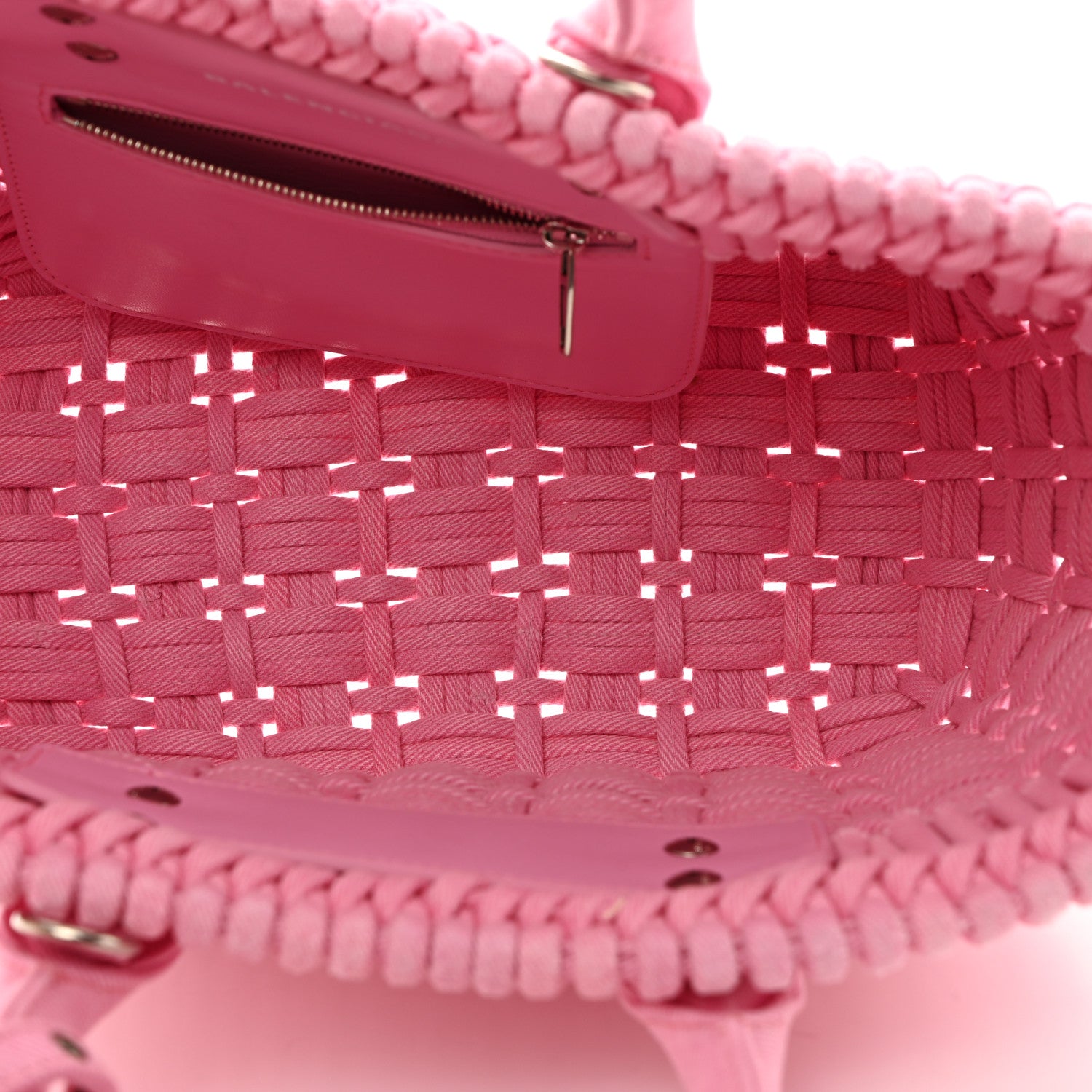Balenciaga Washed Frayed Denim Braided XS Bistro Basket Pink 5 of 11