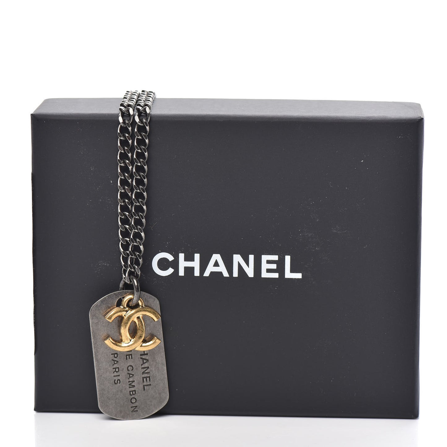 Ruthenium ID Dog Tag Charm Necklace Silver Gold