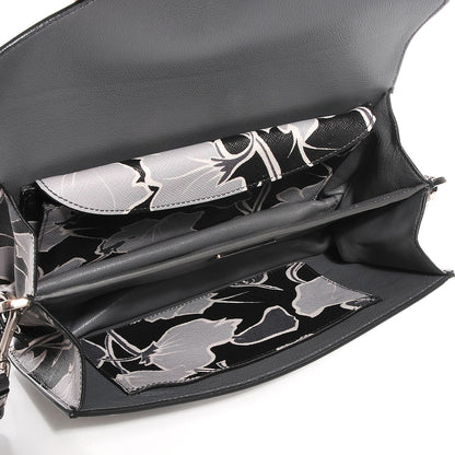 Prada Saffiano Printed Floral Sound Shoulder Bag Black Nero 5 of 8