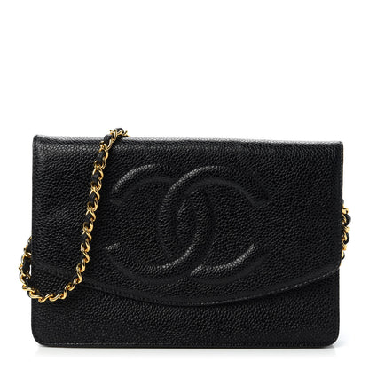 Chanel Caviar Timeless CC Wallet On Chain WOC Black 1 of 11