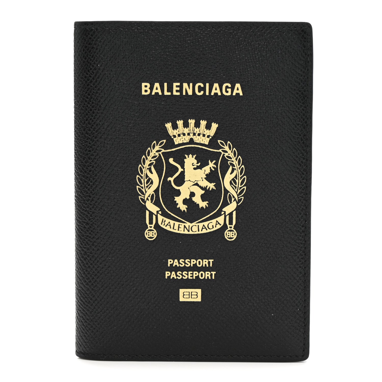 Balenciaga Textured Calfskin Passport Holder Black 1 of 8