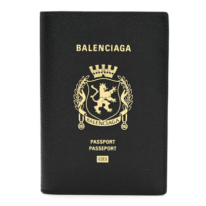 Balenciaga Textured Calfskin Passport Holder Black 1 of 8