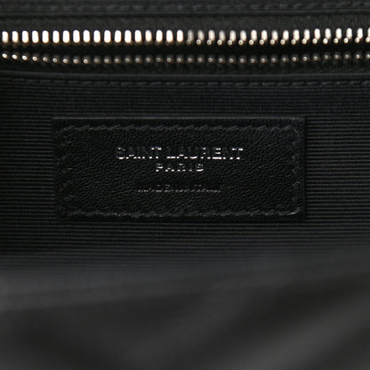Saint Laurent Grain De Poudre Matelasse Chevron Large Monogram Satchel Black 6 of 9