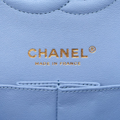 Chanel Lambskin Quilted Medium Double Flap Light Blue 6 of 11