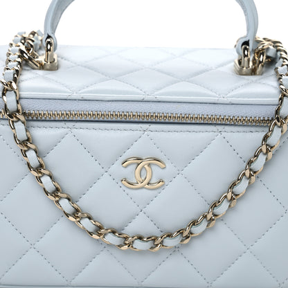 Chanel Lambskin Quilted Small Top Handle Vanity Case With Chain Light Blue 8 of 10
