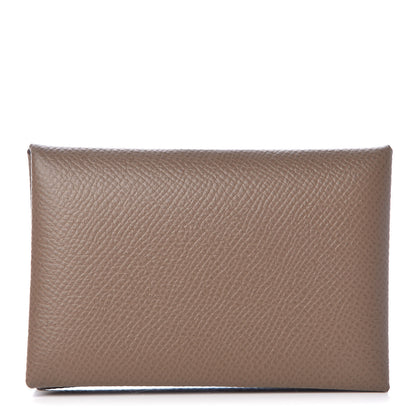 Hermes Epsom Calvi Card Case Etoupe 1 of 8