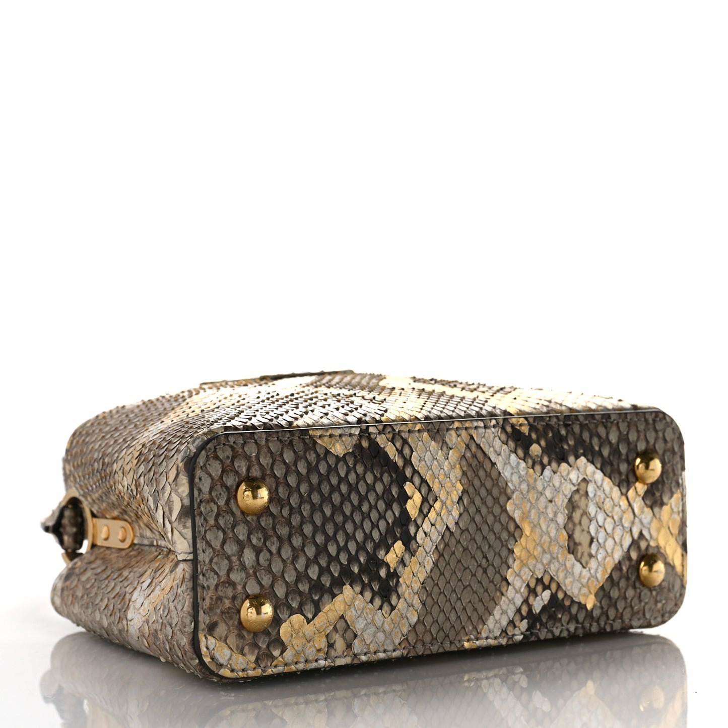 Metallic Python Capucines Mini Gold Silver