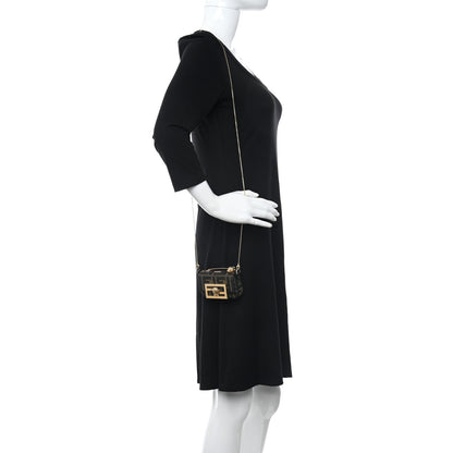 Fendi X VERSACE Fabric Jacquard Fendace FF Nano Brooch Baguette Tobacco Black 2 of 11