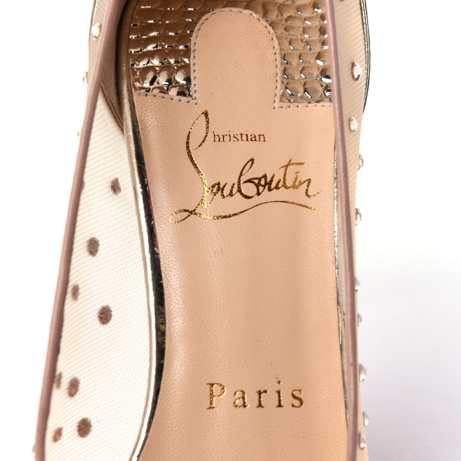 Christian Louboutin Rete Patent Crystal Strass Follies 100 Pumps 36 Gold 8 of 10