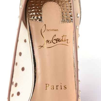 Christian Louboutin Rete Patent Crystal Strass Follies 100 Pumps 36 Gold 8 of 10