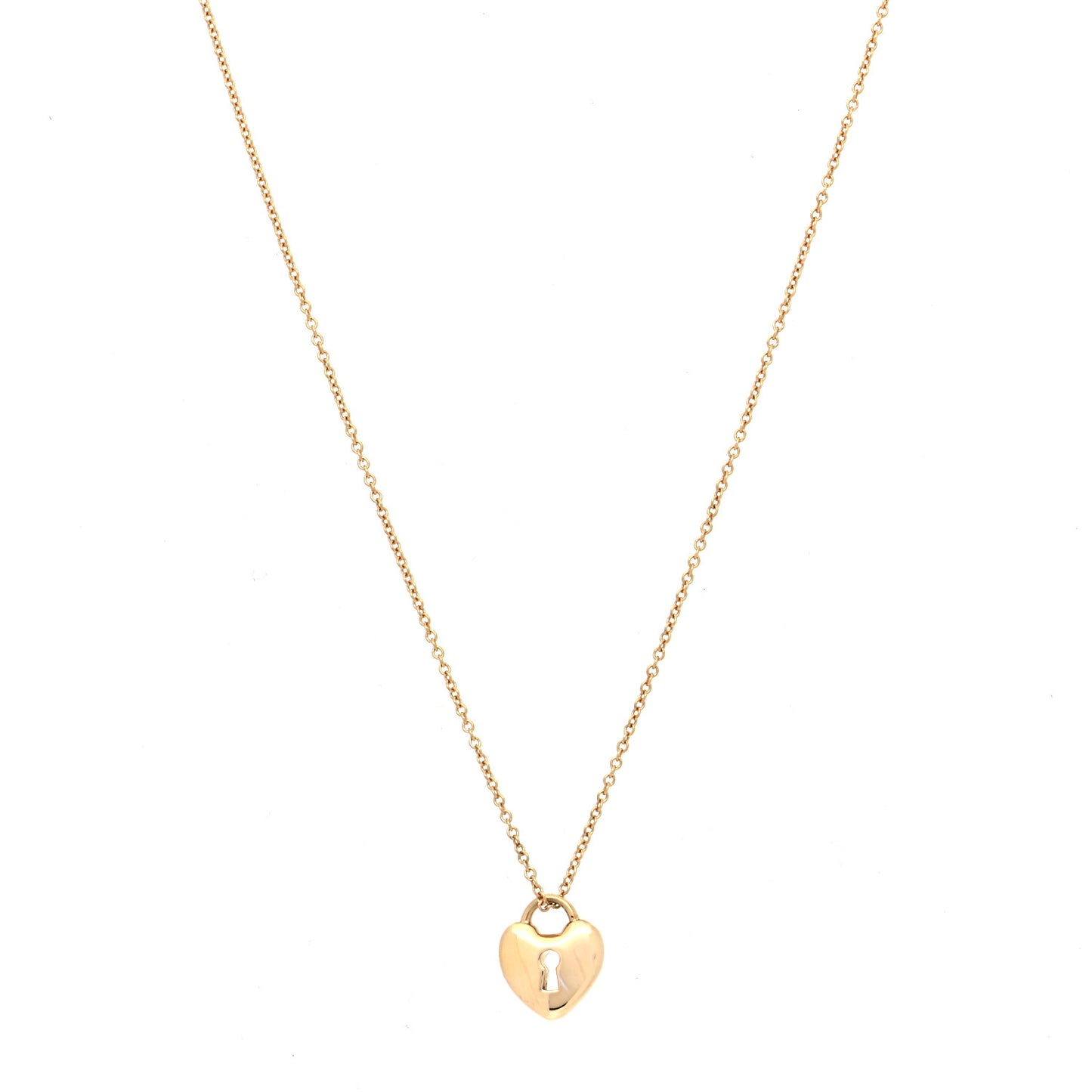 18K Yellow Gold Mini Heart Lock Pendant Necklace