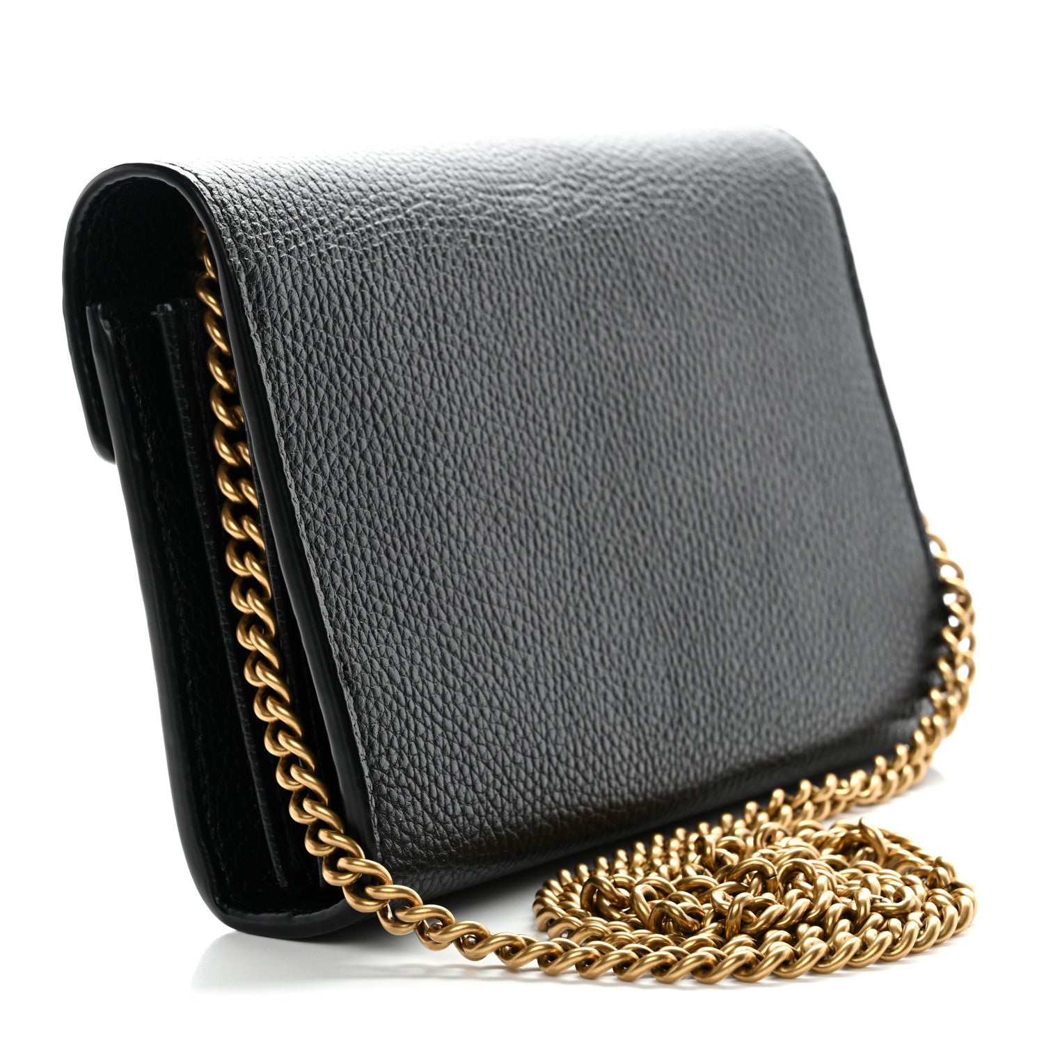 Gucci Calfskin GG Marmont Chain Wallet Black 3 of 11