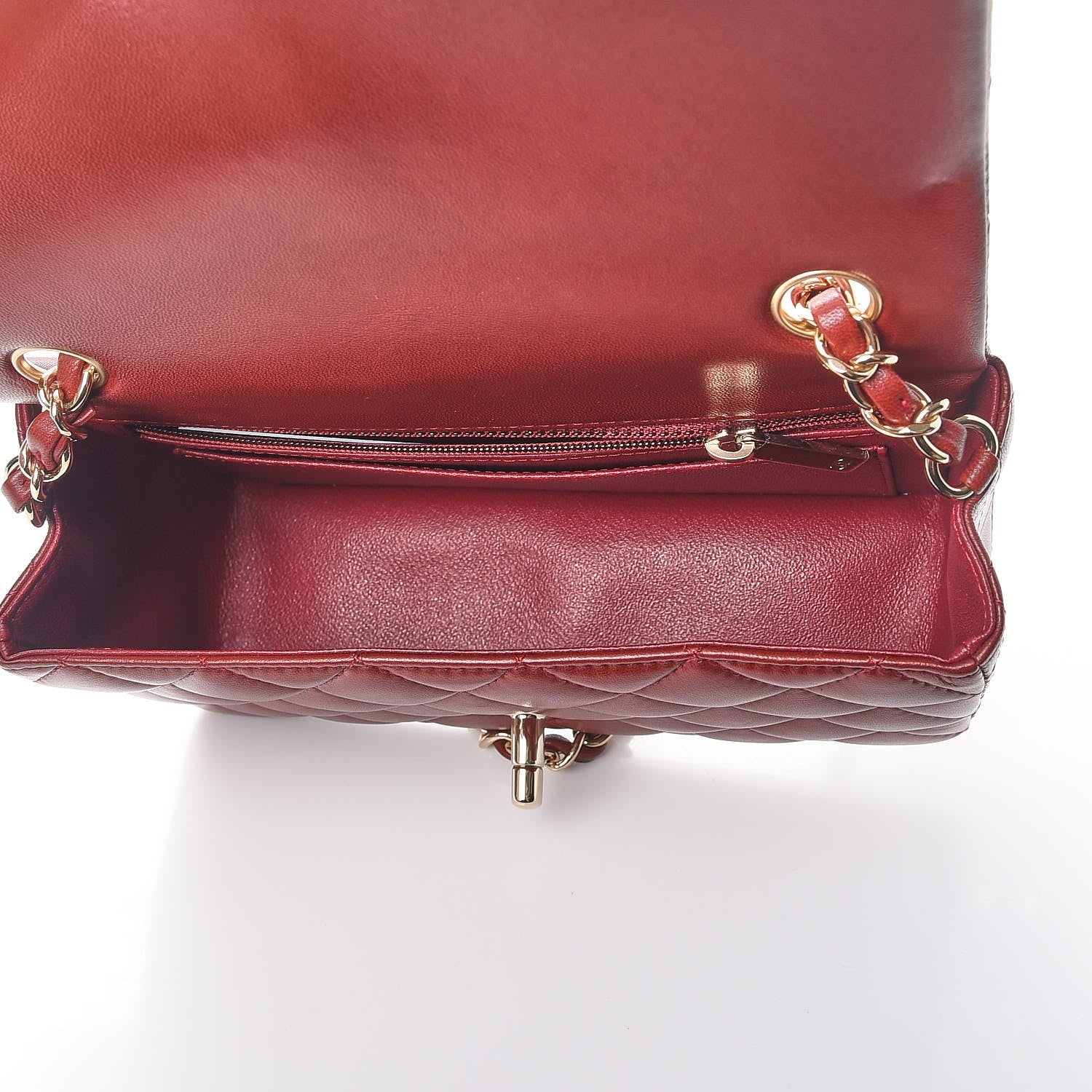 Chanel Lambskin Quilted Mini Rectangular Flap Red 5 of 8