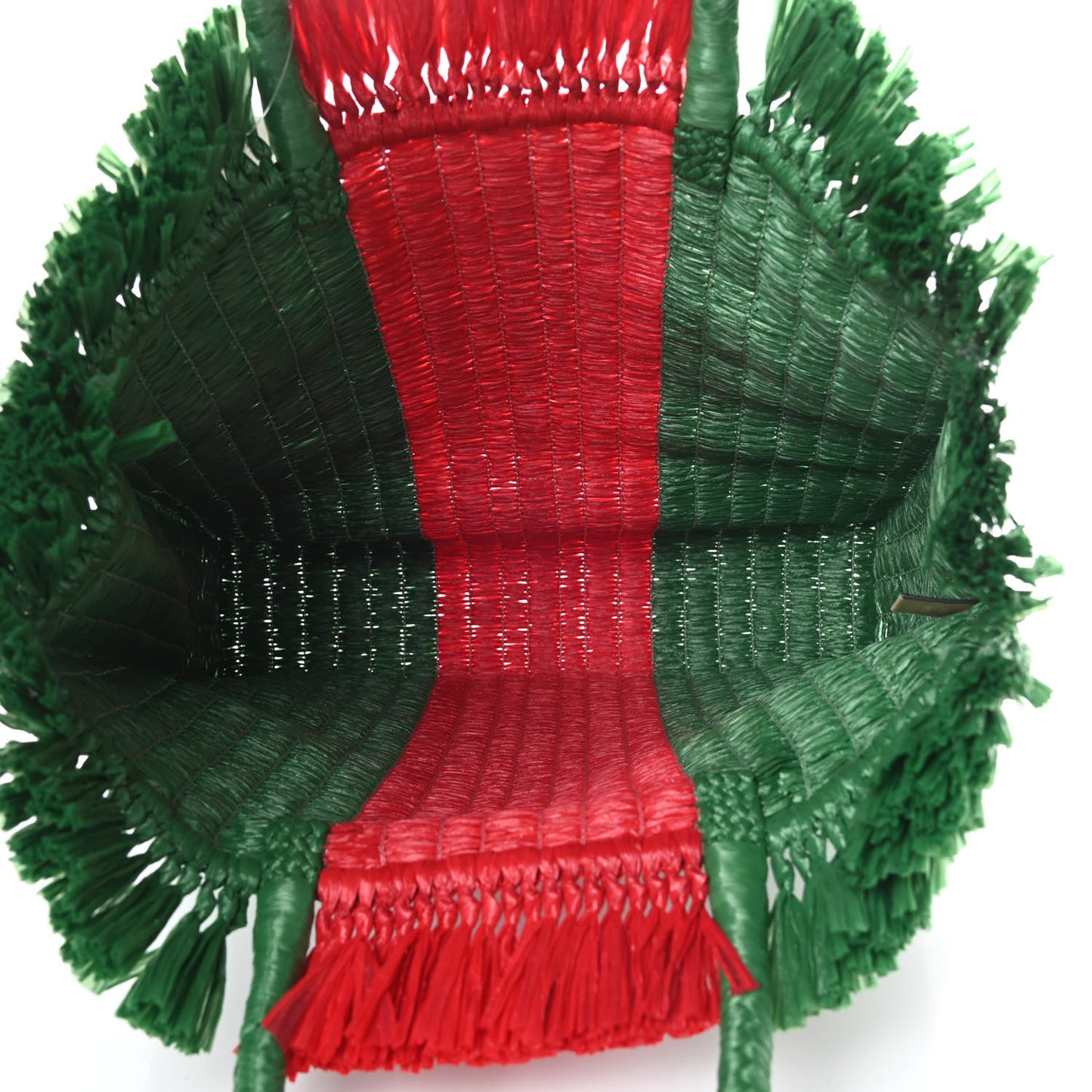 Raffia Linen Web Cestino Tote Bag Red Green